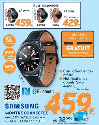 Promotions Samsung montre connectée watch 3 noblesse 45 mm black - Samsung - Valide de 28/09/2020 à 31/10/2020 chez Krefel