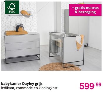 Promoties Babykamer dayley grijs - Huismerk - Baby & Tiener Megastore - Geldig van 27/09/2020 tot 02/10/2020 bij Baby & Tiener Megastore