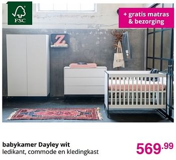 Promoties Babykamer dayley wit - Huismerk - Baby & Tiener Megastore - Geldig van 27/09/2020 tot 02/10/2020 bij Baby & Tiener Megastore