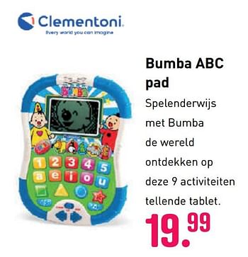 Promoties Bumba abc pad - Clementoni - Geldig van 04/10/2020 tot 06/12/2020 bij Multi Bazar