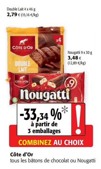 Côte d'Or Nougatti Barre Chocolatée 30 Gr