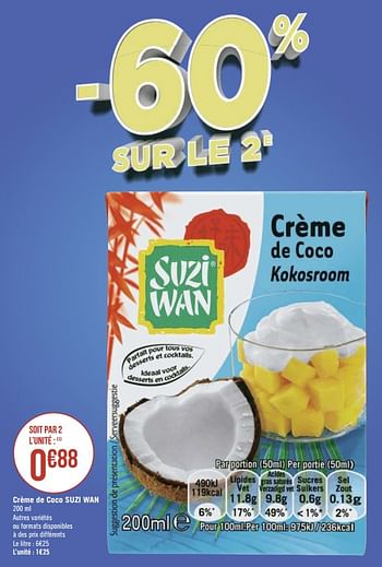Promotions Crème de coco suzi wan - Suzi Wan - Valide de 21/09/2020 à 04/10/2020 chez Géant Casino