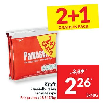 Promoties Kraft pamesello italien fromage râpé - Kraft - Geldig van 29/09/2020 tot 04/10/2020 bij Intermarche