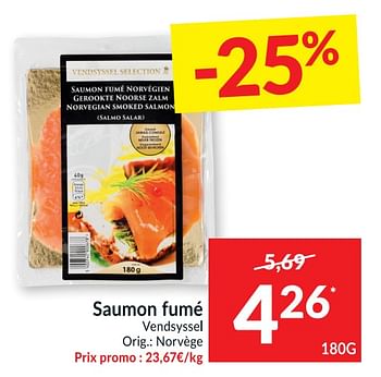 Promotions Saumon fumé vendsyssel - Vendsyssel - Valide de 29/09/2020 à 04/10/2020 chez Intermarche