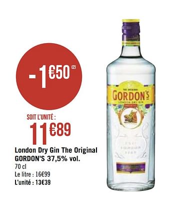 Promotions London dry gin the original gordon`s - Gordon's - Valide de 21/09/2020 à 04/10/2020 chez Géant Casino