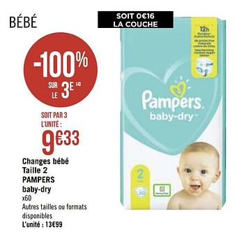 Promoties Changes bébé taille 2 pampers baby-dry - Pampers - Geldig van 21/09/2020 tot 04/10/2020 bij Géant Casino