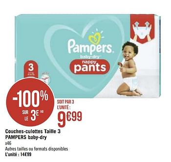 Promotions Couches-culottes taille 3 pampers baby-dry - Pampers - Valide de 21/09/2020 à 04/10/2020 chez Géant Casino