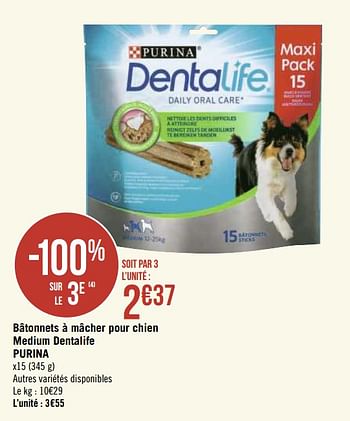 Promotions Bâtonnets à mâcher pour chien medium dentalife purina - Purina - Valide de 21/09/2020 à 04/10/2020 chez Géant Casino