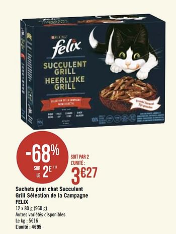 Promotion Geant Casino Sachets Pour Chat Succulent Grill Selection De La Campagne Felix Felix Animaux Accessoires Valide Jusqua 4 Promobutler