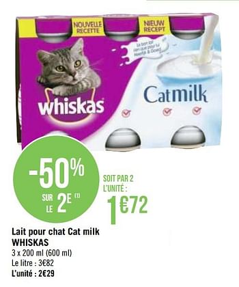 Promotions Lait pour chat cat milk whiskas - Whiskas - Valide de 21/09/2020 à 04/10/2020 chez Géant Casino