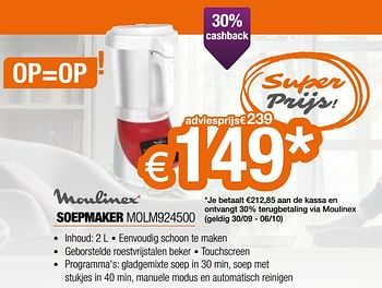 Promoties Moulinex soepmaker molm924500 - Moulinex - Geldig van 28/09/2020 tot 31/10/2020 bij Expert