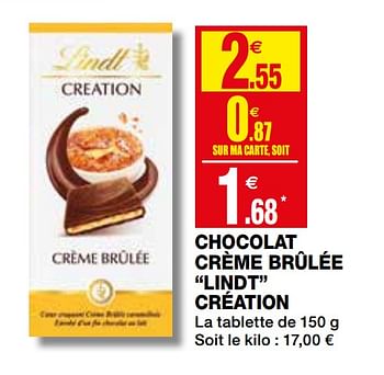 Promoties Chocolat crème brûlée lindt création - Lindt - Geldig van 23/09/2020 tot 04/10/2020 bij Coccinelle