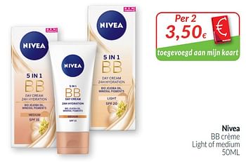 Promoties Nivea bb crème light of medium - Nivea - Geldig van 01/10/2020 tot 31/10/2020 bij Intermarche