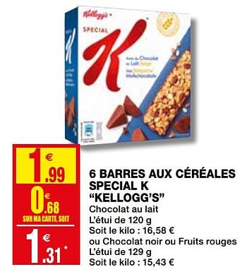 Promoties 6 barres aux céréales special k kellogg`s - Kellogg's - Geldig van 23/09/2020 tot 04/10/2020 bij Coccinelle