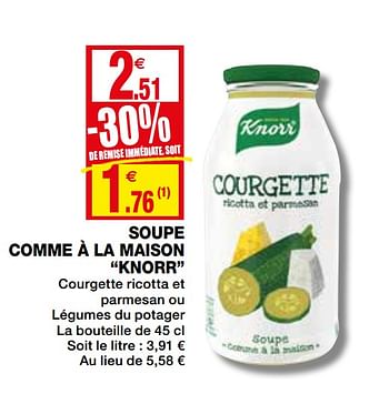 Promotions Soupe comme à la maison knorr - Knorr - Valide de 23/09/2020 à 04/10/2020 chez Coccinelle