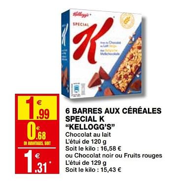 Promoties 6 barres aux céréales special k kellogg`s - Kellogg's - Geldig van 23/09/2020 tot 04/10/2020 bij Coccinelle