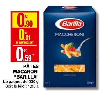 Promotions Pâtes macaroni barilla - Barilla - Valide de 23/09/2020 à 04/10/2020 chez Coccinelle
