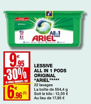 Promotions Lessive all in 1 pods original ariel - Ariel - Valide de 23/09/2020 à 04/10/2020 chez Coccinelle
