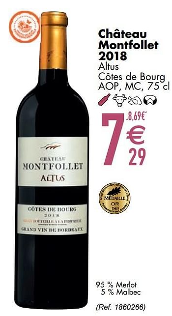 Promoties Château montfollet 2018 altus côtes de bourg - Rode wijnen - Geldig van 29/09/2020 tot 26/10/2020 bij Cora