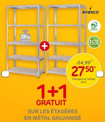 Promoties Sur les étagères en métal galvanisé - Avasco - Geldig van 30/09/2020 tot 12/10/2020 bij BricoPlanit