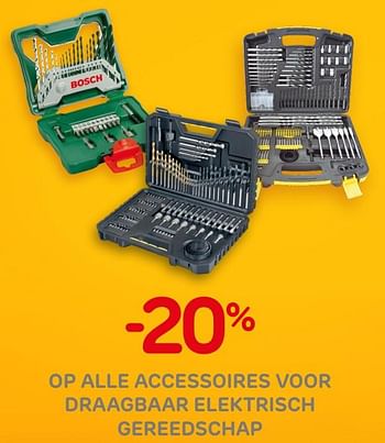 Promoties -20% op alle accessoires voor draagbaar elektrisch gereedschap - Bosch - Geldig van 30/09/2020 tot 12/10/2020 bij BricoPlanit