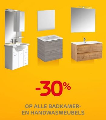 Promotions -30% op alle badkamer- en handwasmeubels - Produit maison - BricoPlanit - Valide de 30/09/2020 à 12/10/2020 chez BricoPlanit