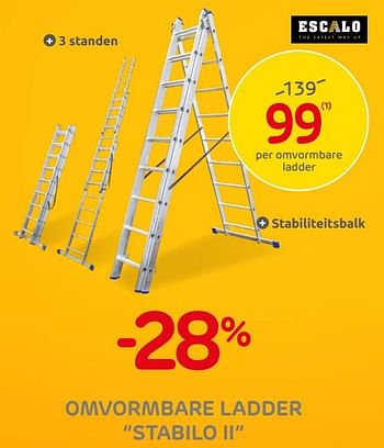 Promoties Omvormbare ladder stabilo ii - Escalo - Geldig van 30/09/2020 tot 12/10/2020 bij BricoPlanit