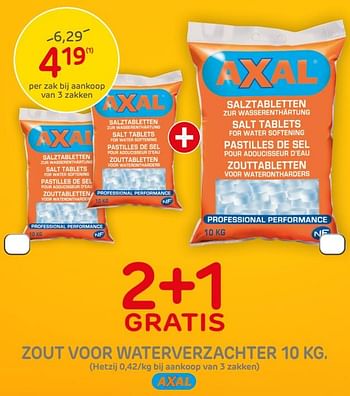 Promotions Zout voor waterverzachter 10 kg. - Axal - Valide de 30/09/2020 à 12/10/2020 chez BricoPlanit