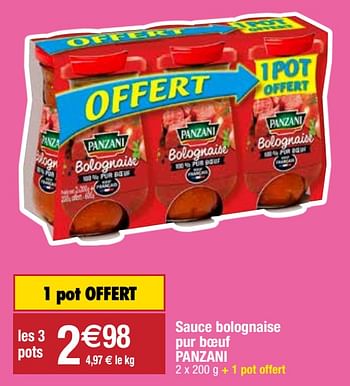 Promotions Sauce bolognaise pur boeuf panzani - Panzani - Valide de 28/09/2020 à 04/10/2020 chez Migros