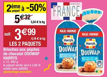 Promoties Brioches aux pépites de chocolat doowap harrys - Harry's - Geldig van 28/09/2020 tot 04/10/2020 bij Migros