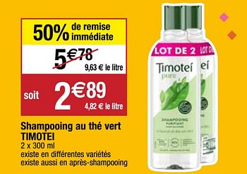 Promotions Shampooing au thé vert timotei - Timotei - Valide de 28/09/2020 à 04/10/2020 chez Migros