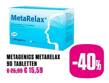 Promoties Metagenics metarelax 90 tabletten magnesium - Metagenics - Geldig van 01/10/2020 tot 30/11/2020 bij Medi-Market