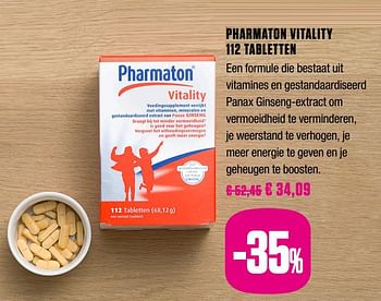 Promoties Pharmaton vitality 112 tabletten - Pharmaton - Geldig van 01/10/2020 tot 30/11/2020 bij Medi-Market