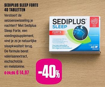 Promoties Sediplus sleep forte 40 tabletten - Sediplus - Geldig van 01/10/2020 tot 30/11/2020 bij Medi-Market