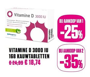 Promoties Vitamine d 3000 iu 168 kauwtabletten - Metagenics - Geldig van 01/10/2020 tot 30/11/2020 bij Medi-Market