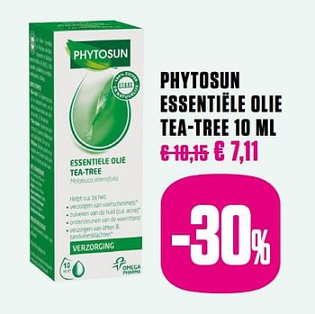 Promotions Phytosun essentiële olie tea-tree 10 ml - Phytosun - Valide de 01/10/2020 à 30/11/2020 chez Medi-Market