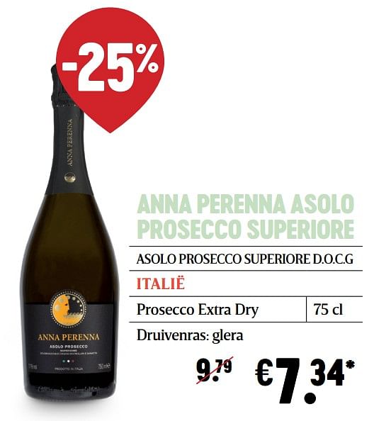 Schuimwijnen Anna perenna asolo prosecco superiore Promotie bij