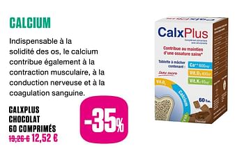 Promotions Calxplus chocolat 60 comprimés - CalxPlus - Valide de 01/10/2020 à 30/11/2020 chez Medi-Market