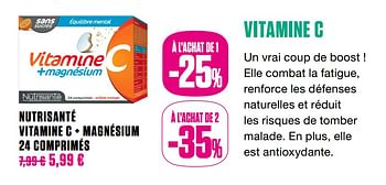 Promotions Nutrisanté vitamine c + magnésium 24 comprimés - nutrisan - Valide de 01/10/2020 à 30/11/2020 chez Medi-Market