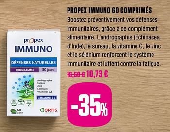 Promotions Propex immuno 60 comprimés - Propex - Valide de 01/10/2020 à 30/11/2020 chez Medi-Market