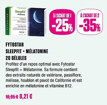 Promotions Fytostar sleepfit + mélatonine - Fytostar - Valide de 01/10/2020 à 30/11/2020 chez Medi-Market