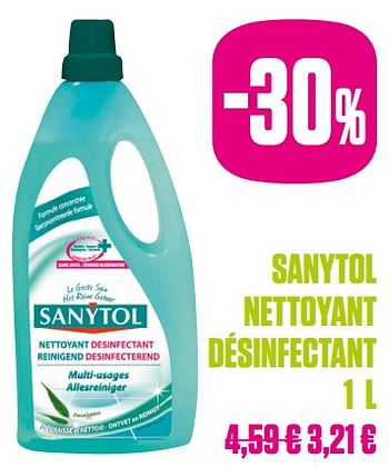 Promoties Sanytol nettoyant désinfectant - Sanytol - Geldig van 01/10/2020 tot 30/11/2020 bij Medi-Market