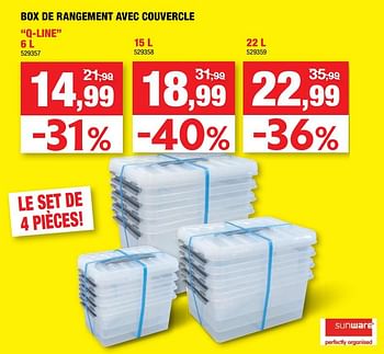 Promotions Box de rangement avec couvercle q-line - Sunware - Valide de 30/09/2020 à 11/10/2020 chez Hubo