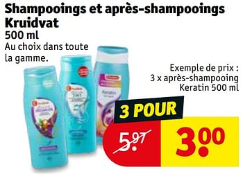 Promoties Après-shampooing keratin - Huismerk - Kruidvat - Geldig van 29/09/2020 tot 04/10/2020 bij Kruidvat
