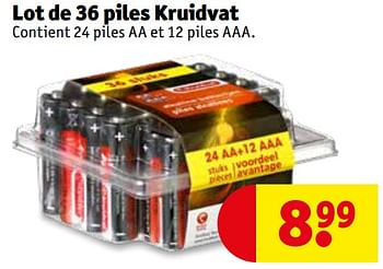 Promotions Lot de 36 piles kruidvat - Produit maison - Kruidvat - Valide de 29/09/2020 à 04/10/2020 chez Kruidvat