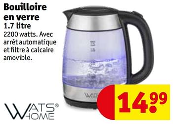 Promotions Watshome bouilloire en verre - Watshome - Valide de 29/09/2020 à 04/10/2020 chez Kruidvat