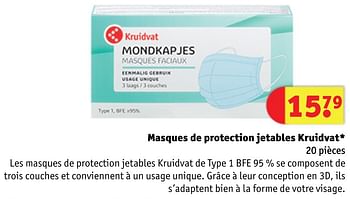 Promoties Masques de protection jetables kruidvat - Huismerk - Kruidvat - Geldig van 29/09/2020 tot 04/10/2020 bij Kruidvat