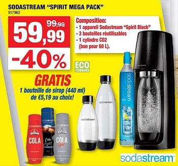 Promotions Sodastream spirit mega pack - Sodastream - Valide de 30/09/2020 à 11/10/2020 chez Hubo