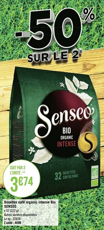 Promotions Dosettes café organic intense bio senseo - Douwe Egberts - Valide de 21/09/2020 à 04/10/2020 chez Géant Casino