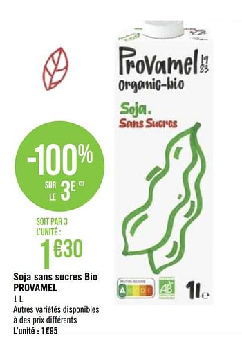 Promotions Soja sans sucres bio provamel - Provamel - Valide de 21/09/2020 à 04/10/2020 chez Géant Casino